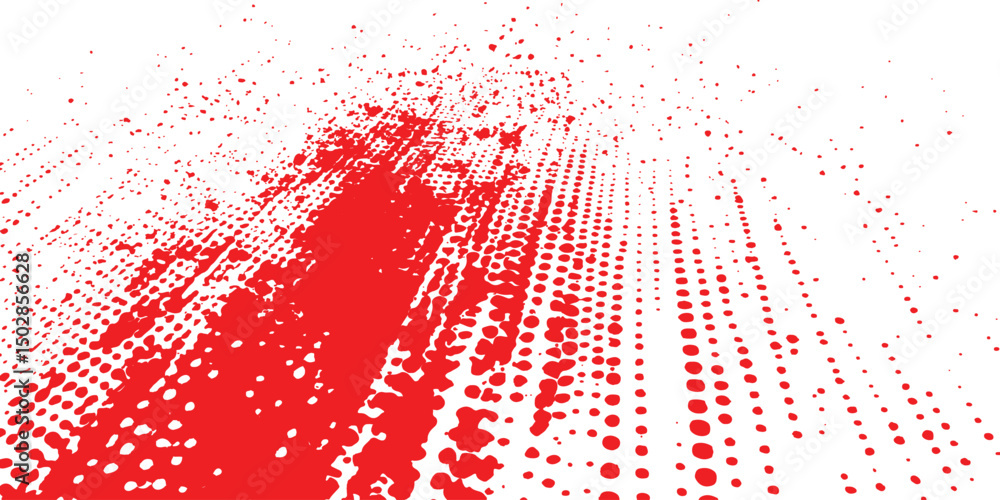 Fototapete red halftone dotted grunge texture. vector grunge texture on distress background. glitch distorted g