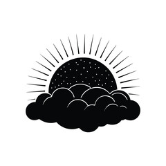 Cloud sky sunrise white background vector illustration.