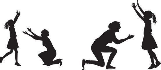 Mother and Daughter High Five Silhouette – Bonding, Parenting, and Family Love