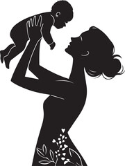 Fototapeta premium Mother and Daughter High Five Silhouette – Bonding, Parenting, and Family Love