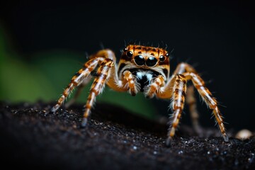 A close-up view of a spider on a tree branch, great for entomology or nature-related themes