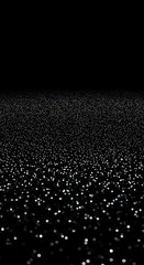 Abstract Sparkling Glittering Background Silver Shimmering Lights on Black Festive Bokeh Texture