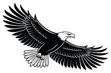 Obraz premium Flying Eagle Silhouette with Spread Wings and Claws