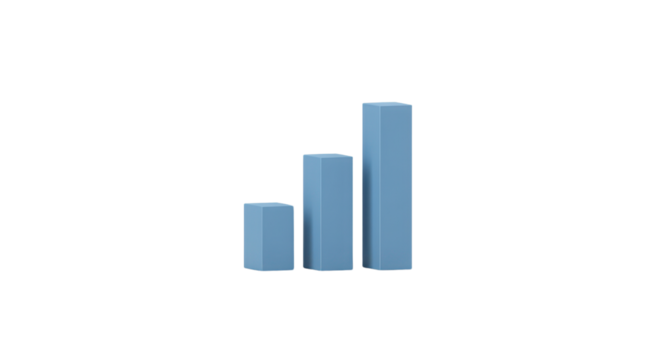 Blue bar chart showing growth isolated PNG with Transparent Background