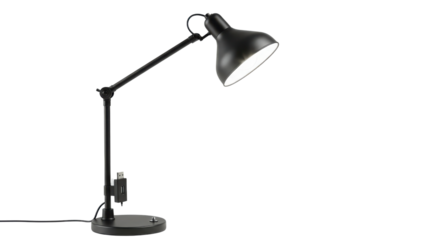 Black Adjustable Architect Style Desk Lamp Product Shot Isolated on White Background