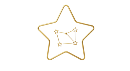Minimalist Gold Star Frame with Constellation Line Art Isolated Vector Graphic