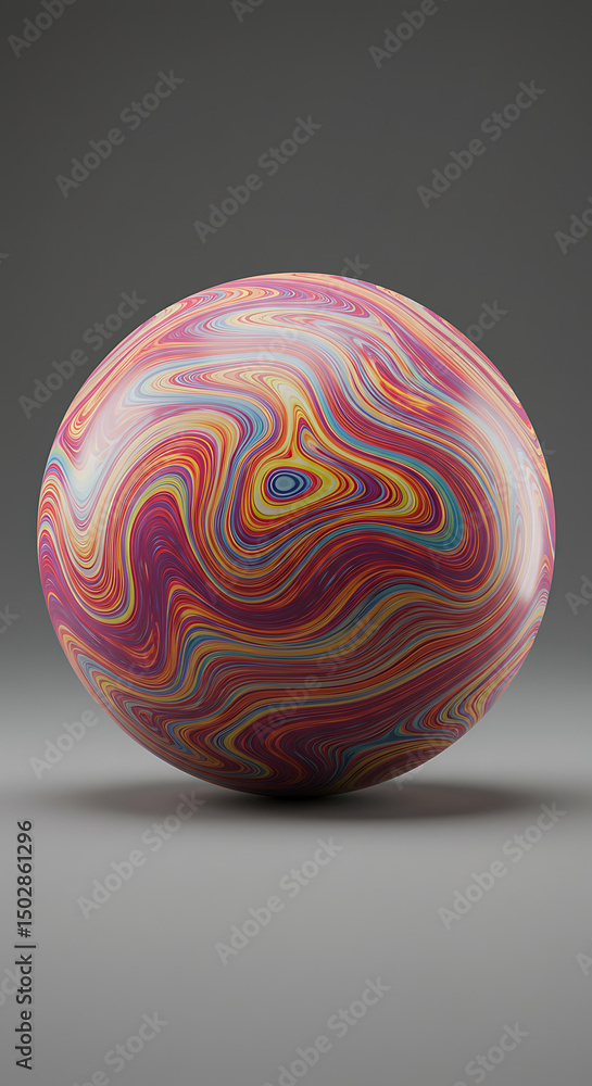 Aufkleber abstract colorful swirl sphere 3d rendered orb with multicolored marble texture psychedelic ball