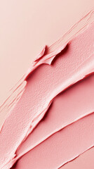 Close-up of smooth pink cosmetic cream or makeup foundation smeared on a soft beige background. Generative AI