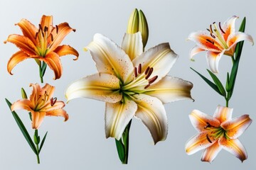A collection of colorful flowers on a clean white surface