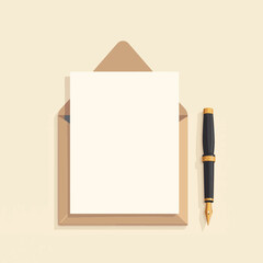 Elegant university acceptance letter with fountain pen, achievement symbol