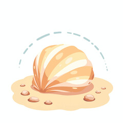 Fototapeta premium Gently curved seashell on sandy beach, symbol of ocean calmness