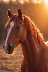 Obraz premium A horse grazing in a green field