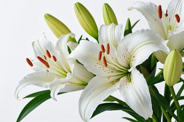 Fototapeta premium A still life image of a vase filled with white flowers sitting on a table