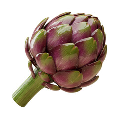 Obraz premium A vibrant 3D artichoke with glossy purple and green leaves