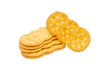 Stack of Salty Crackers Isolated on White Background