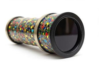 Colorful kaleidoscope isolated on white background, optical instrument