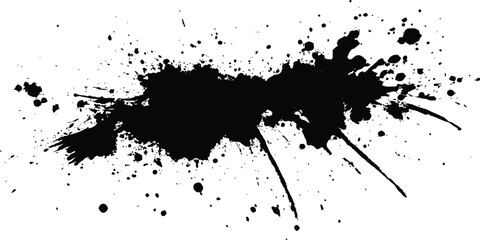 Abstract black in splash, paint, brush strokes, stain grunge isolated on white background. Black stroke messy on a transparent background. Isolated black grunge brush strokes, 	
