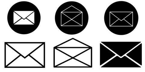 Envelope Mail Icon Set. Email Message Line Icons. Mail Envelope Outline Icons with PNG.
