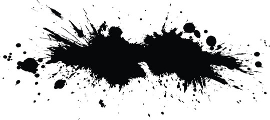 Obraz premium Abstract black in splash, paint, brush strokes, stain grunge isolated on white background. Black stroke messy on a transparent background. Isolated black grunge brush strokes, 