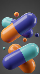 Abstract Colorful Capsules and Spheres Medical Healthcare Pharmacy Background