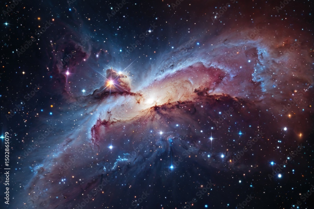 Poster a stunning visual representation of a large star formation in the night sky, ideal for use in astron