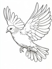 Obraz premium Elegant Line Art Drawing of a Dove in Flight A Symbol of Peace and Hope