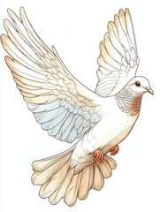 Obraz premium Elegant White Dove in Flight A Symbol of Peace and Hope