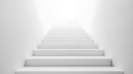 Minimalist stairs leading upward into white space