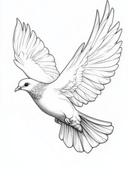 Obraz premium Elegant Line Art Drawing of a Dove in Flight Peaceful Bird Illustration