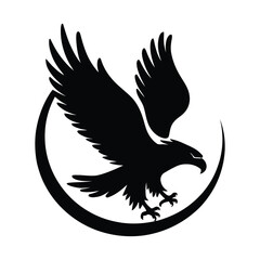 eagle flying over the moon illustration