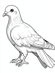 Elegant Line Art Drawing of a Dove Peaceful Bird Illustration