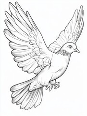 Obraz premium Elegant Line Art Drawing of a Dove in Flight Peaceful Bird Illustration