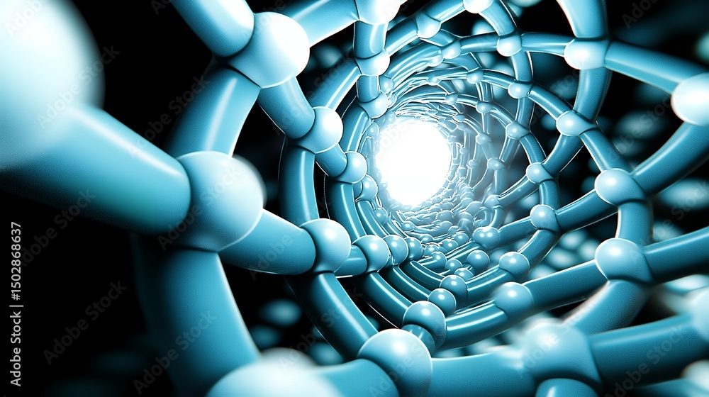 Poster abstract blue nanotechnology structure 3d rendering