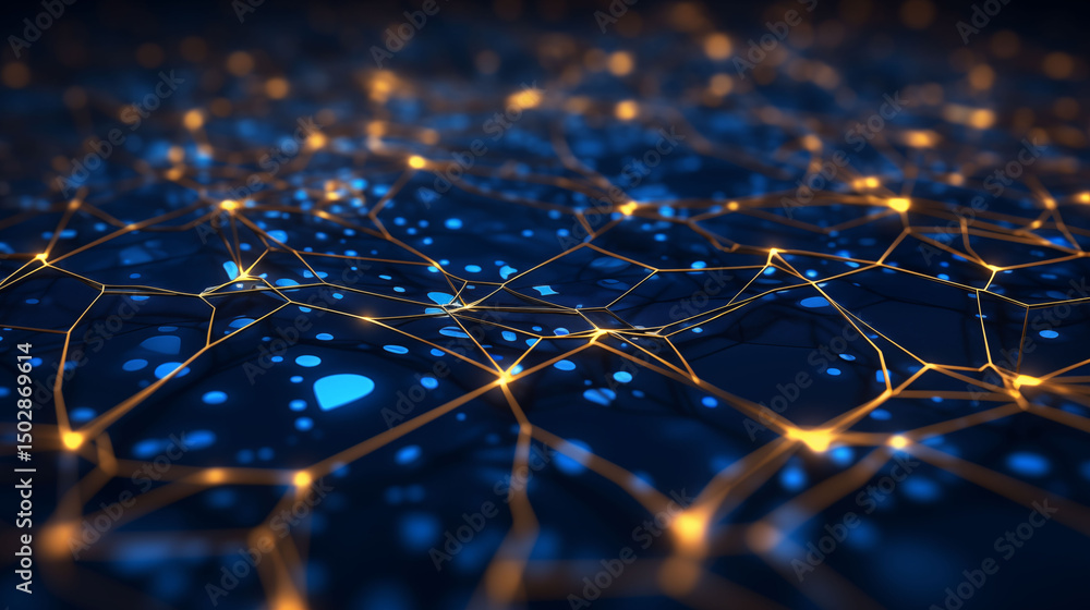 Poster modern circuit network, glowing connections create spider web pattern