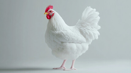 White Chicken on Light Gray Background
