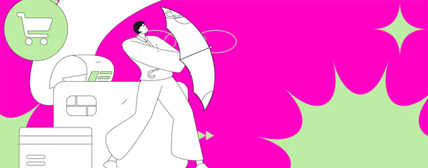 Online shopping payment security character flat vector concept operation hand drawn illustration
