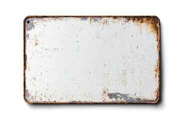 Rusty, blank metal sign, rectangular shape,  showing signs of weathering and age