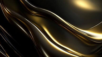 Abstract Gold and Black Liquid Metal Swirls