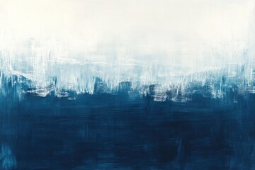 Abstract painting, blue and white, blended brushstrokes