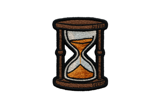 Embroidered Hourglass Sand Timer Icon Isolated on Transparent Background