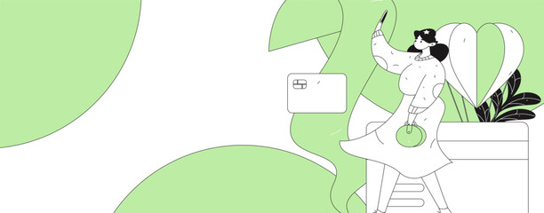 Online shopping payment security character flat vector concept operation hand drawn illustration
