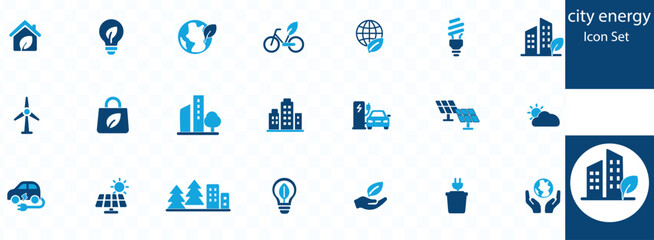 city energy icon set . Save earth and ecology friendly. Environmental concept. Planet and natural. Vector illustration