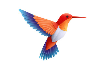 Fototapeta premium Vibrant hummingbird flying with spread wings isolated on transparent background