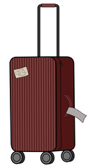 Suitcase on Wheels with Labels, Luggage at the Airport. Simple Vector Illustration 