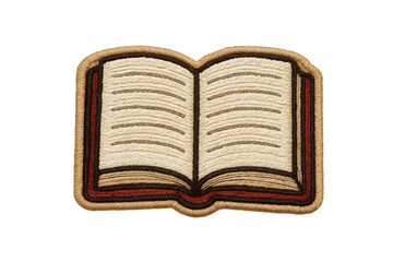 Obraz premium Embroidered Open Book Patch Icon Education Study Design, Transparent Background