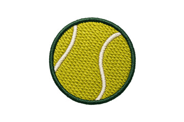 Embroidery Style Tennis Ball Patch Isolated on Transparent Background