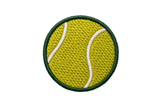 Embroidery Style Tennis Ball Patch Isolated on Transparent Background