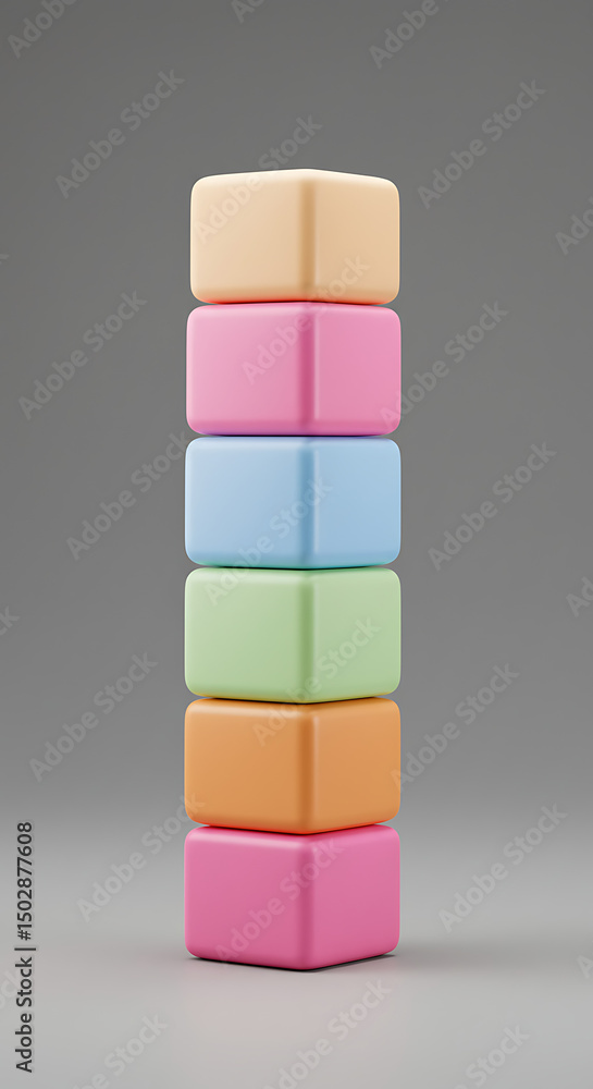 Aufkleber stacked pastel cubes colorful blocks abstract 3d render geometric shapes minimalist design