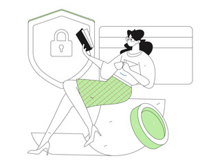 Online shopping payment security character flat vector concept operation hand drawn illustration
