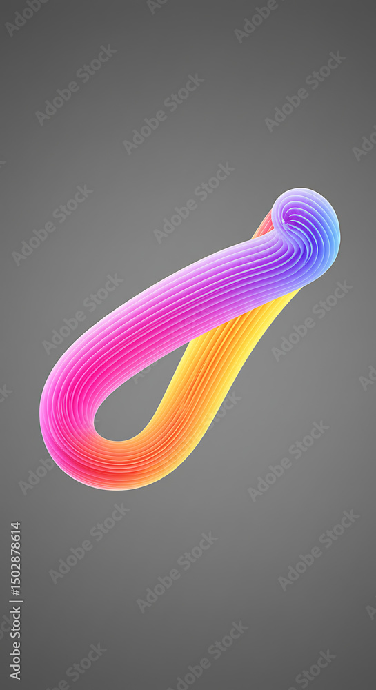 Poster abstract colorful 3d render intertwined gradient ribbons dynamic flowing lines smooth texture